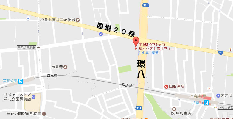 八幡山稽古場(太極拳スタジオ) 地図